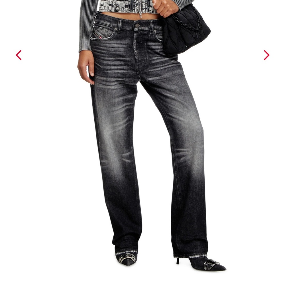 Diesel Women's Black Gray Straight Leg Denim Jeans
